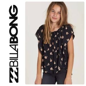 BILLABONG GIRL'S FLUTTER-SLEEVE FLORAL TOP